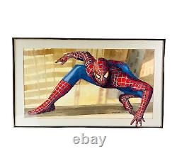 Spiderman Watercolor Painting Framed Signed S Spanbauer 20 x 34 As Found