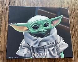 Star Wars original Art painting The Child Grogu by Marc D Lewis 12 X 10in