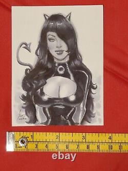 Sun Khamunaki Original Character Art Sexy Hot Woman Signed 3.5x4.5 Lady Death