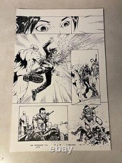 TERMINATOR 2029 #3 original art STUNNING TERMINATOR PUNCHES HOLE THRU FIGHTER