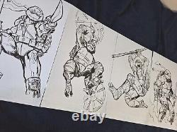TMNT Comic Art (4)11x17 Spead Original Art Signed by Artist Michael Fulcher