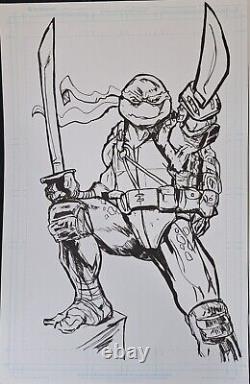 TMNT Comic Art (4)11x17 Spead Original Art Signed by Artist Michael Fulcher