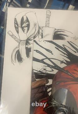 Tyler Kirkham Original Deadpool Comic Sketch Art Signed Venom 16x20 Mat