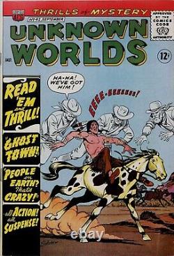 UNKNOWN WORLDS #42 COVER Original Art by KURT SCHAFFENBERGER 1965 SILVER AGE ACG