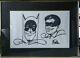 Vintage Original Art Drawing Batman Robin By Bob Kane Signed 18x25 Framed With Coa