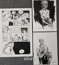 Vincent Locke Lot Original Dead World Comic Art Page, Original Art, Cards Signed