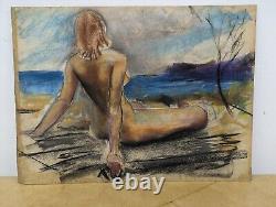 Vintage John Huszer 1913-83 figure study tiki beach female nude midcentury mcm