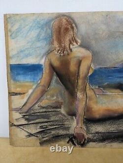 Vintage John Huszer 1913-83 figure study tiki beach female nude midcentury mcm