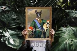 Vintage Soldier Pet Digital Portrait Pet Art Funny Dog Cat Wall Military Art