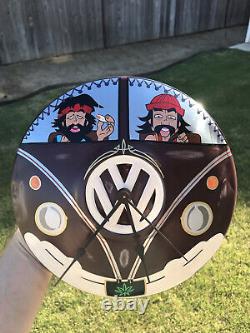 Vwhubcap Clock Cheech&ChongCustom Painted HotRod VWBus VW BugMan cave garage art