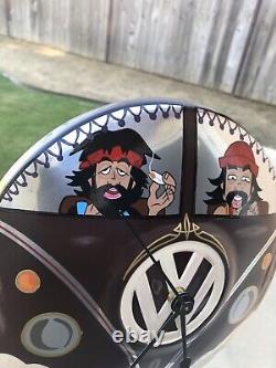 Vwhubcap Clock Cheech&ChongCustom Painted HotRod VWBus VW BugMan cave garage art