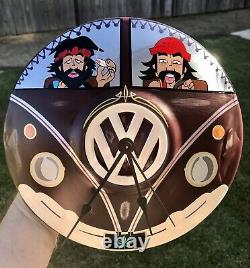 Vwhubcap Clock Cheech&ChongCustom Painted HotRod VWBus VW BugMan cave garage art