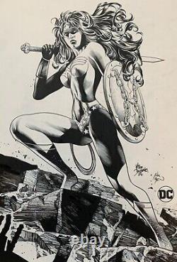WONDER WOMAN Original Art Adriano DI BENEDETTO inks, Mike Deodato Jr. Signed
