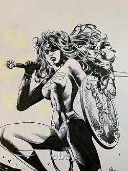 WONDER WOMAN Original Art MARK FARMER inks, Mike Deodato Jr. Signed by both