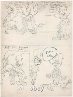 WOODY WOODPECKER 1950's/1960's ORIGINAL ART PRELIM PAGE DRAWING COMICS/CARTOON