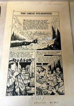 WORLD AROUND US #23 original art EXPLORERS fur traders TITLE PG wilderness 1960