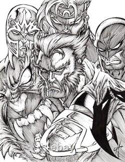 Wolverine, Sabertooth, Magneto, Omega Red & Cyber. ORIGINAL, art by Calvin Henio