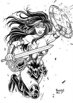 Wonder Woman (12x17) Original Art Drawing Pinup Page Commission Sketch DC Comics