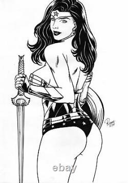 Wonder Woman (12x17) Original Art Drawing Pinup Page Princess Diana DC Comics