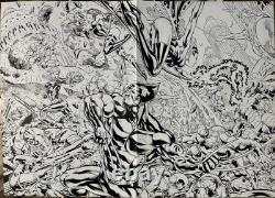 X-Men / Avengers Double Page Spread Splash Original Art By Joe Bennett Sketch