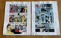 ZERO HOUR #0 ART original COLOR GUIDE 1994 2 pgs PARALLAX DEFEATED BATMAN TITANS