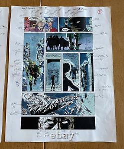 ZERO HOUR #0 ART original COLOR GUIDE 1994 2 pgs PARALLAX DEFEATED BATMAN TITANS